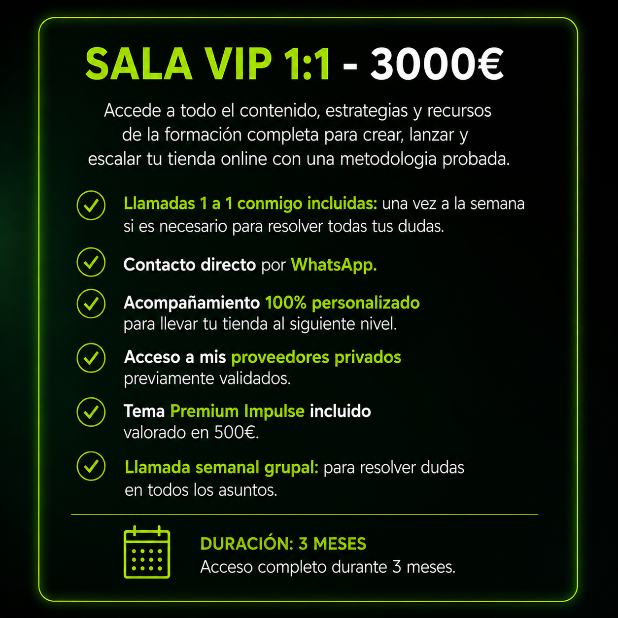 SALA VIP 1:1 (3 MESES)